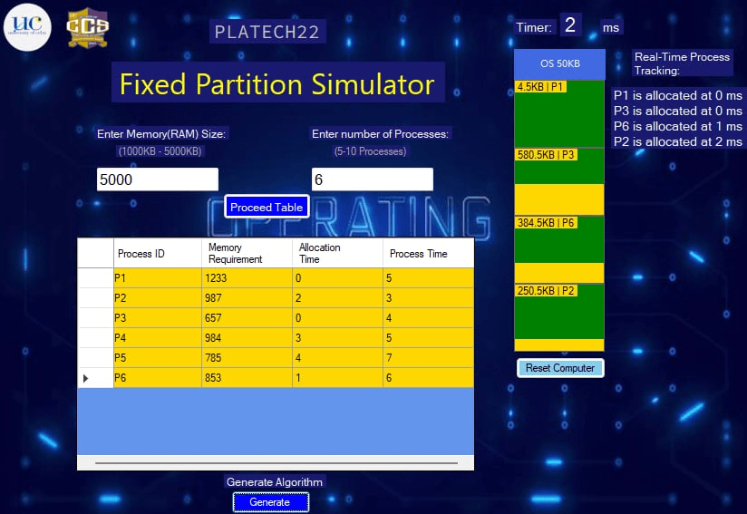 Fixed Partition Simulation